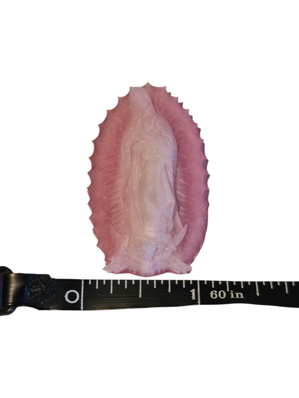 Virgin Mary Keychain Made With Resin In Pink/white. - Picture 3 of 4